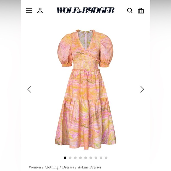 Jessie Zhao Astrid Marble Smocked Midi Dress - Picture 4 of 9